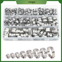 RONGW 130 Pieces 1/4 " - 1-1/8" หูเดี่ยวหู 10ขนาด 304สแตนเลสสตีล แคลมป์รัดท่อ ท่อหนีบท่อ 6-29มม. ที่หนีบ PEX Cinch การเชื่อมต่อฟิตติ้งท่อ