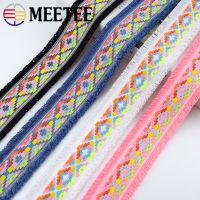 10Meters Meetee 4.5cm Tassel Fringe Jacquard Webbings for Sewing Curtain Lace Trim Clothes Collar Decorative Ribbons DIY Crafts