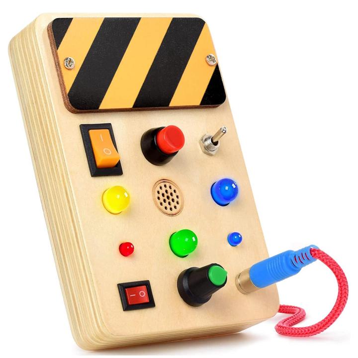 dolity-switch-บอร์ดไฟไม่ว่างของเล่นไม้มอนเตสซอรี่สำหรับพรรคเด็กสี่เหลี่ยมผืนผ้าไม่มีกุญแจ