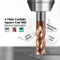 Vsharp 4 ขลุ่ยคาร์ไบด์ End Mill HRC55 เครื่องตัดเหล็กทังสเตนสแควร์ End Mill พร้อมเครื่องมือตัด CNC เคลือบสําหรับโลหะ