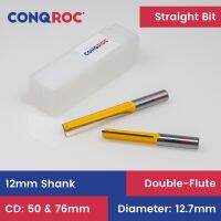 12mm Shank Long Straight Router Bits ไม้แม่แบบเครื่องตัดมิลลิ่งรูปแบบบิต 2 ขนาดเส้นผ่านศูนย์กลาง -12.7 มม. ความยาวตัด -50 76 มม