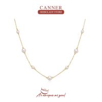 CANNER Necklace Silver 925 Simple Pearl Pendant Necklace For Woman 2023 Fashion Temperament Gold Color Clavicle Chain Jewelry