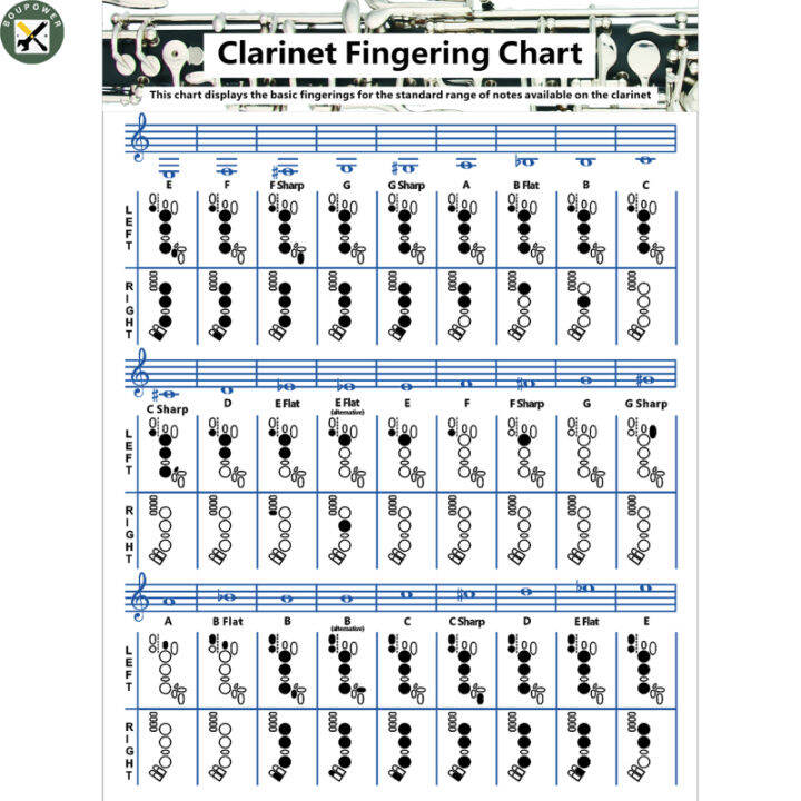 BouPower【2023.9】Clarinet Chord Chart Reference Poster Easy Reading ...