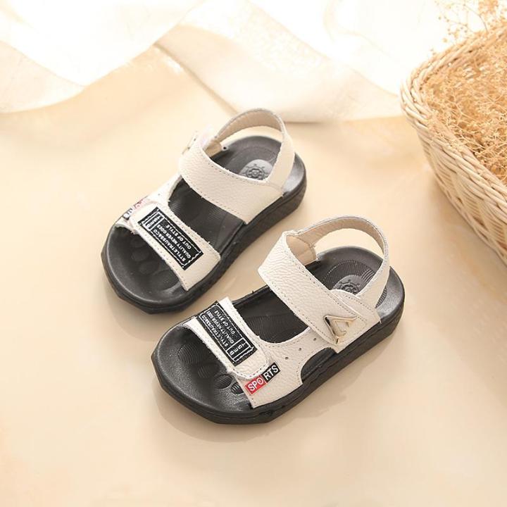 Boys' sandals 2021 new leather sandals boys' soft bottom non slip baby ...