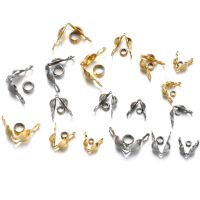 50pcs/lot Stainless Steel Gold Plated Connector Clasp Crimp End Beads For Bracelet Necklace Chains DIY Jewelry Making Supplies Beads