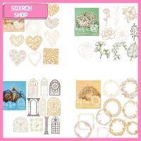 SQXRCH SHOP 40 Pcs กระดาษสำหรับตกแต่ง วินเทจ สไตล์4 ดอกไม้และดอกไม้ กระดาษลูกไม้ปัก ศิลปะหัตถกรรมหัตถกรรม กรอบหน้าต่างหน้าต่าง วารสารขยะ ชุดอุปกรณ์ทำขนม