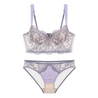 Spot parcel post New French Embroidery Flower Lace Sexy Lingerie Female Beauty Back and Push up Vest Style Panties Set