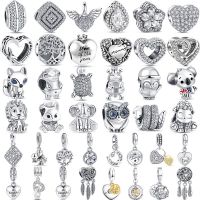 925 Sterling Silver Clear Zircon Charms Wings Heart Tree Owl Snake GlobeFit Original Pandora Bracelet Jewelry Luxury Accessories