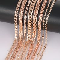 【CW】10 Style 50cm 60cm Men Women Necklace 585 Rose Gold Color ChainJewelry