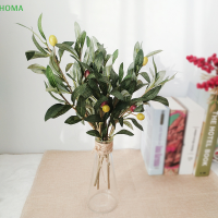 ?【Lowest price】HOMA เทียมปลอมใบมะกอกมะกอกกิ่งไม้สีเขียวพืชบ้าน Deco