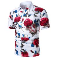 Summer Floral Print Casual Men Polo Shirts Fashion Business Comfortable Breathable Cool Tops Short-sleeved Cotton Polo Shirt