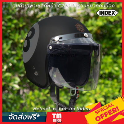 VISOR ชิลด์หน้า INDEX รุ่น C-200 C-300 ชิลด์หน้าหมวกกันน็อควินเทจ แบบ3กระดุม มีแบบใส และแบบสีควัน ของแท้จากโรงงาน By TM BIKE SHOP