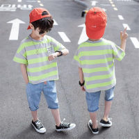 Boys Summer Clothing Sets T Shirt &amp; jean shorts Casual Sports Suits 2 Pcs Teenage Kids Boy Clothing Tracksuit 6 7 11 12 Years