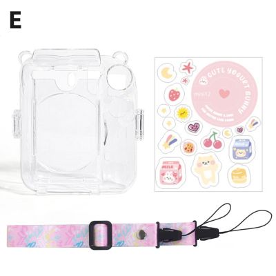 เคสพีซีป้องกันฝามีสายรัดพลาสติกคริสตัลใสดีไซน์แฟชั่นสำหรับ Fujifilm Instax Mini 12สำหรับกล้องจิ๋ว