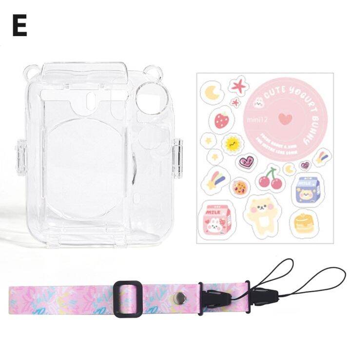 เคสพีซีป้องกันฝามีสายรัดพลาสติกคริสตัลใสดีไซน์แฟชั่นสำหรับ-fujifilm-instax-mini-12สำหรับกล้องจิ๋ว