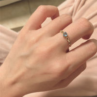 Inlaid with Natural Aquamarine Heart Sapphire with Diamond Ring Fashion Women Jewelry