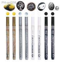 3Pcs/set White Acrylic Paint Pen for Rock Painting Stone Ceramic Glass Wood Tire Fabric Metal Canvas Extra-fine Tip Black