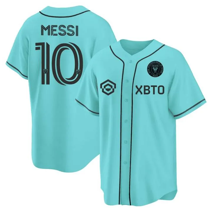 2023-2024 MLS Inter Miami Messi Home Jersey Baseball Cardigan Tshirts  Sports Tops Plus Size