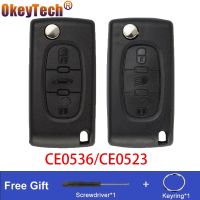 [New Changes] OkeyTech Flip Key Shell สำหรับ Peugeot 206 407 307 607 3ปุ่มสำหรับ Citroen C2 C3 C4 C5 FOB VA2/HU83ใบมีด