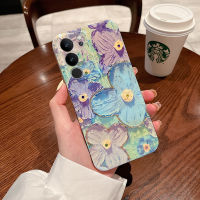 เคส VIVO V29 Pro V29E สำหรับ เคสนิ่มสีฟ้าอ่อนภาพสีน้ำมันดอกไม้ป้องกันการกระแทกซิลิโคนสำหรับ VIVO V29E V29 Pro ฝาหลัง