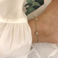 Womens Authentic 925 Sterling Silver Solitaire &amp; Lucky Circles Anklet Bracelet Adjust Fine Jewelry C-JL012