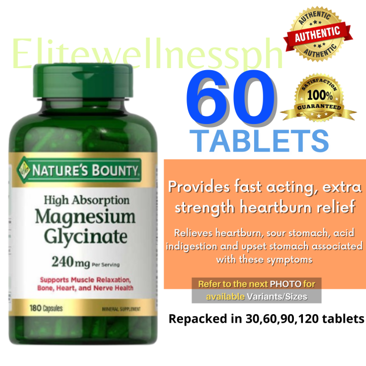 60 tablets nature s bounty magnesium glycinate 240 mg authentic