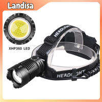 Xhp360 Led Headlight Telescopic Zoomable Strong Light Head-mounted Flashlight Torch With Indicator Light