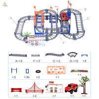 ชุดสร้างทางรถไฟสำหรับเด็กชายเด็กหญิงเด็กชุดสร้างทางรถไฟลู่วิ่งไฟฟ้าแบตเตอรี่บางใหม่