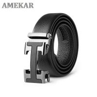 Men Luxury Vintage Genuine Leather H Belt Automatic Buckle Business Pants Belt Male Designer Belts Alloy Buckle Fashion