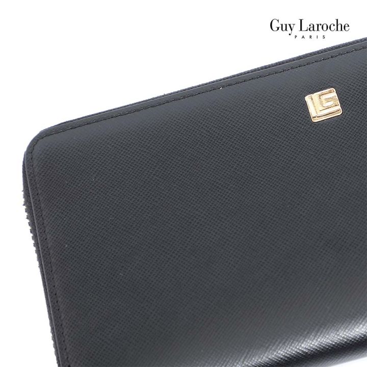 guy-laroche-กระเป๋าสตางค์ใบยาวซิปรอบ-รุ่น-darlene-สีดำ