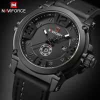 ZZOOI NAVIFORCE Top Luxury Brand Men Sports Military Watch Analog Date Week Display Quartz Watches Fashion Leather Waterproof Clock