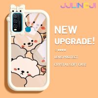 Jjlingji เคสสำหรับ VIVO Y30เคส Y50 Y30i แบบเต็มหน้าจอลายหมีสีสันสดใสน่ารักสัตว์ประหลาดน้อยเลนส์กล้องถ่ายรูปแบบนิ่มซิลิโคนโปร่งใสเคสกันกระแทกแบบใสง่าย