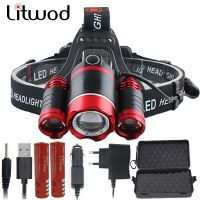 【lz】✉✇♝  Litwod 2303rez70 xm-l t6 3 led farol luz lanterna cabeça lanterna recarregável zoomable 18650 bateria