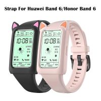 Hot K สายที่ปิดหูสำหรับ HUAWEI HONOR Band 6เคส + สายซิลิโคนลายการ์ตูนน่ารักอุปกรณ์ HUAWEI Band 6