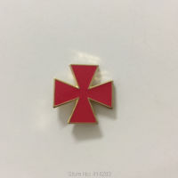 10pcs Wholesale Masonic Lapel Pin Freemason Malta Cross Knights Templar Commandery Pins Badges Red Enamel Brooch