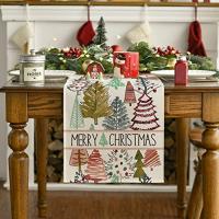 【CW】 Xmas Trees Lamp Boho Merry Christmas Table Runners Holiday Dining Decoration for Outdoor Home Party Adornos Navideños