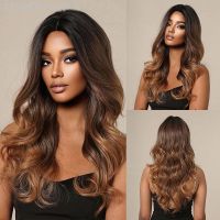 Ombre Blonde Brown Synthetic Wig Long Curly Wave Wigs for Women Natural Daily Cosplay Middle Part Hair Heat Resistant Fiber [ Hot sell ] Toy Center 2