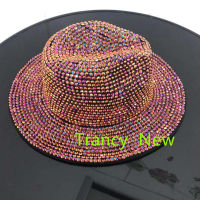 Rhinestone fedora hat Panama new felt hat mens jazz hat party stage performance hat ladies fedora hat шляпаженская