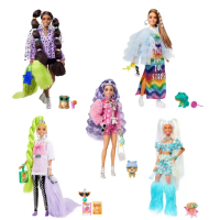 Barbie Extra 5-Doll Pack with 5 Pets &amp; 70 Accessories ชุดตุ๊กตาบาร์บี้พิเศษ5ชิ้นพร้อมสัตว์เลี้ยง5ตัว &amp; อุปกรณ์เสริม70ชิ้น
