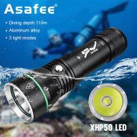 Asafee S3 110M Deep Diving Flashlight 2000 LM XHP50 LED IPX8 Waterproof Scuba Flashlight Press Switch 3 Modes Exploration Torch