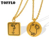 【ร้อน】 TOFFLO สแตนเลสเครื่องประดับใบหน้าสแควร์ยี่ห้อรอบยี่ห้อจี้สร้อยคอผู้หญิง39; S บุคลิกภาพกระดูกไหปลาร้าโซ่ BSP521