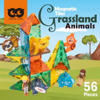 Magnetic Tiles Grassland Animals 56 Pieces แผ่นตัวต่อแม่เหล็กชุดสัตว์ทุ่งหญ้า 56 ชิ้น