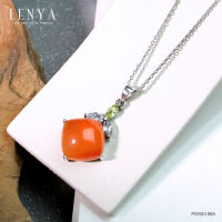 Lenya Jewelry  จี้เงินแท้ 925 ชุบทองขาว ประดับพลอยสีส้มอมแดง คาร์เนเลียน เพิ่มความ ปราดเปรียว ด้วยพลอยสีเขียวอมเหลือง เพอริดอต(Peridot) สีฟ้า สกายบลู โทแพซ (sky Blue Topaz)ดีไซน์เรียบๆดูดี มีสไตล์ เพิ่มสีสัน สดใสในว