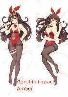 Dakimakura อะนิเมะปลอกหมอน Genshin ผลกระทบสีเหลืองอำพันพิมพ์สองด้านขนาดชีวิตปลอกหมอนของขวัญสามารถปรับแต่ง