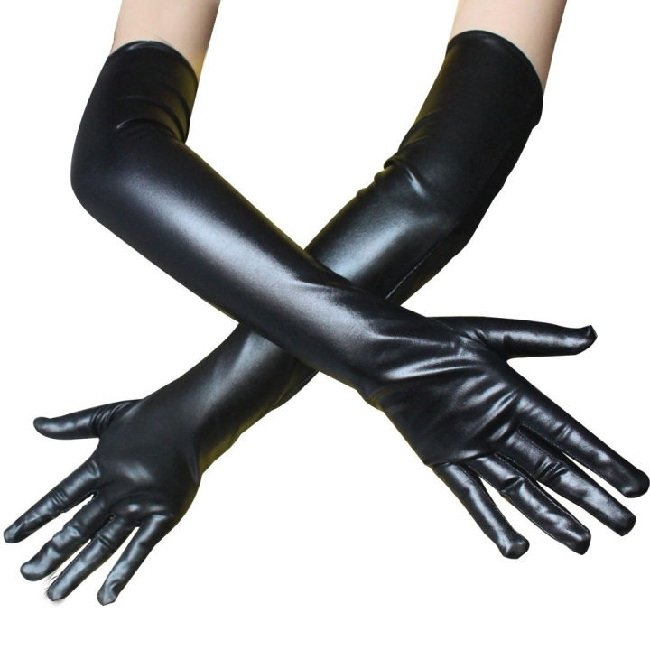 ถุงมือหนัง-pu-ยาวแบบกอธิคสำหรับผู้หญิงเครื่องแต่งกายพังค์ปาร์ตี้เต้นรำ