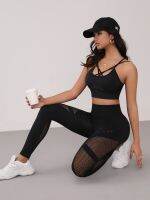 Ms 2023 hollow-out fitness yoga pants exercise single trousers