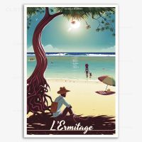 Carteles De Viaje Vintage De La Isla De Reunión Francesa,Pinturas En Lienzo,imágenes Artísticas ผนัง Modulares Para Decoración Del Hogar De La Sala De Estar ผ้าใบพิมพ์1ชิ้นภายในกรอบหรือไร้กรอบ (ขนาดของภาพสามารถปรับแต่งได้)