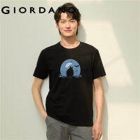 GIORDANO Men Autumn Series T-Shirts Night Animals Print 100% Cotton Tee Crewneck Short Sleeve Fashion Casual Tshirts 91093211