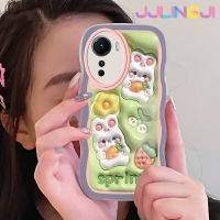 Jjlingji เคสสำหรับ Vivo Y16 Y35 5G Y56 5G เคสแฟชั่น3D ฤดูใบไม้ผลิลายกระต่ายขอบนุ่มเคสมือถือกันกระแทกแบบใสที่สร้างสรรค์เคสโปร่งใสลายกล้องถ่ายรูปซิลิกาเจลป้องกัน