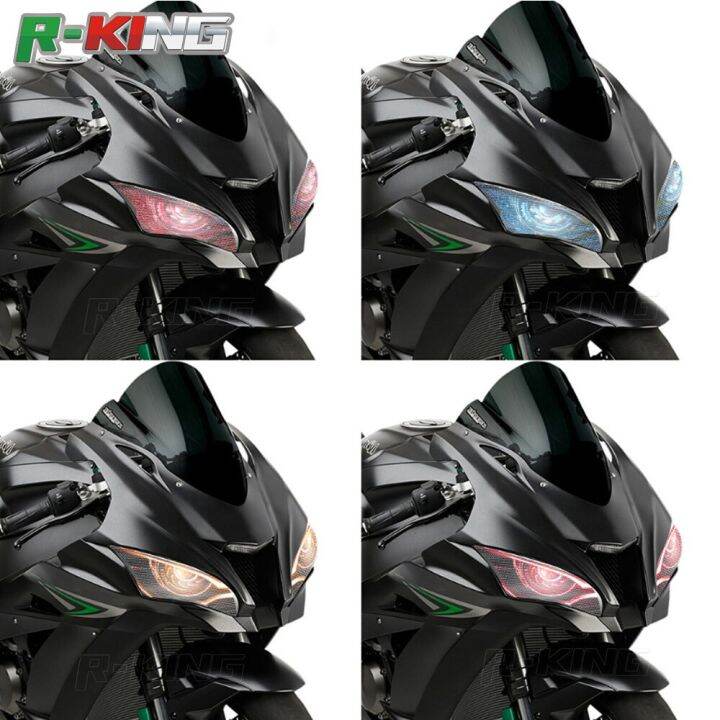 อุปกรณ์เสริมสำหรับรถจักรยานยนต์คาวาซากินินจา-zx10r-2016-2017ตัวป้องกันไฟหน้าสติกเกอร์ตกแต่งฟิล์มป้องกันฝาปิดเลนส์หลอดไฟหน้า